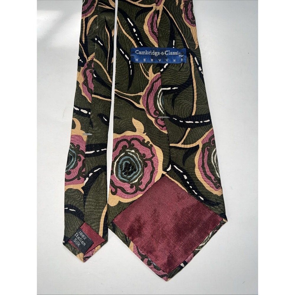 Cambridge Classic Mervyns 100% Italian Silk Tie Multicolor Classic VTG‎ Flower